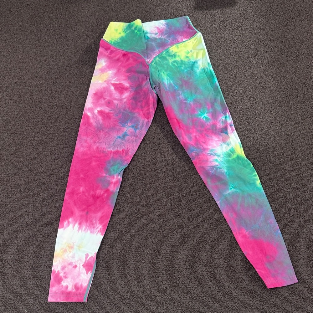 Tie-Dye Leggings - Pink, Teal & Yellow